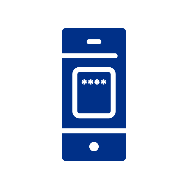Icono de un smartphone con cuatro asteriscos representando una contraseña