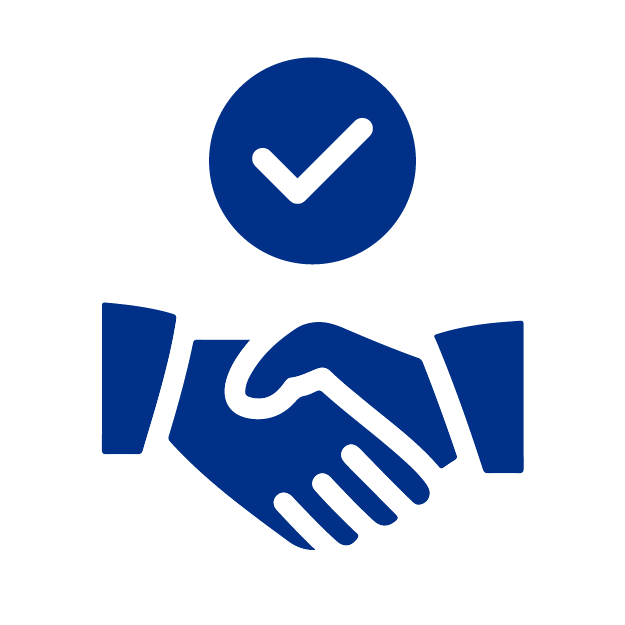 Icono de dos manos entrelazadas y un sello de check