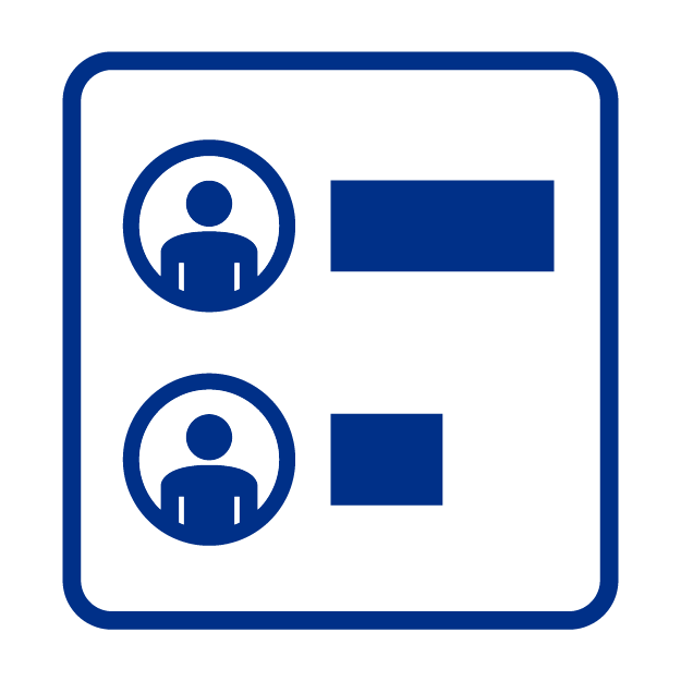 Icono de 2 personas con una barra al lado de cada una representando cantidad o porcentaje