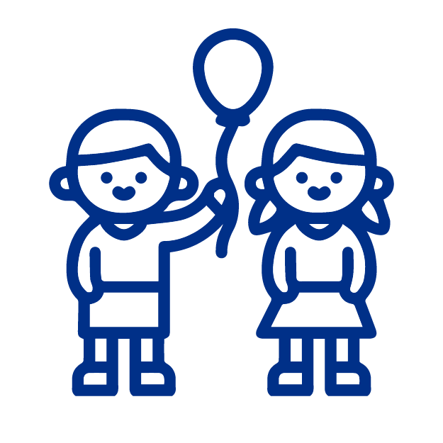 Icono de niño con una bomba y una niña