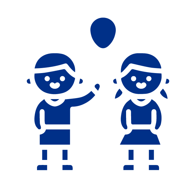 Icono de niño con una bomba y una niña