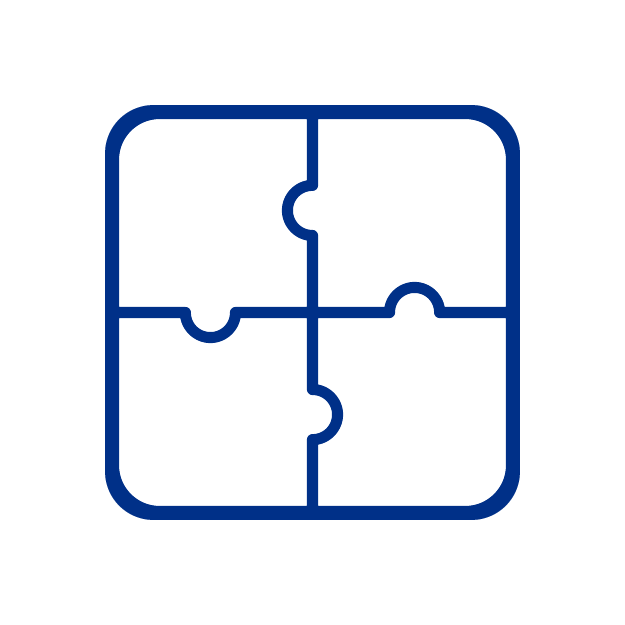 Icono de un puzle de 4 fichas armado