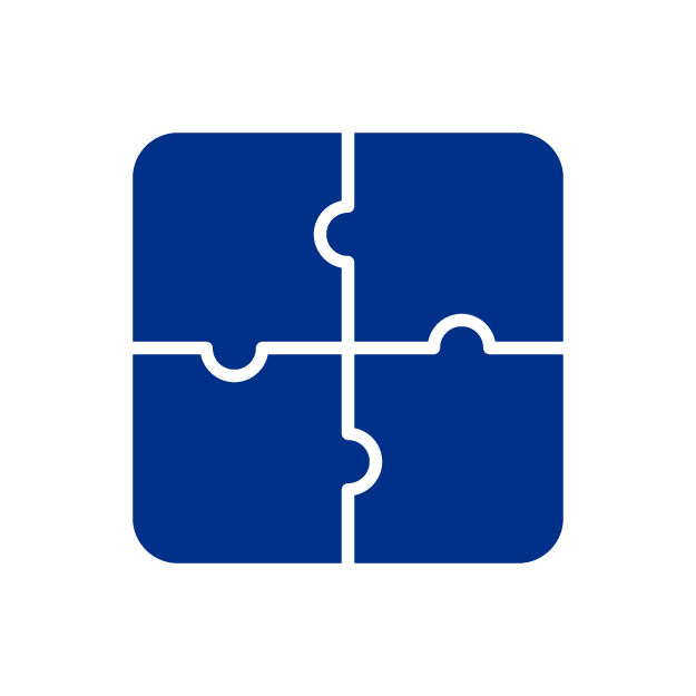 Icono de un puzle de 4 fichas armado