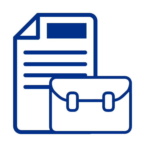 Icono de documento y un maletin