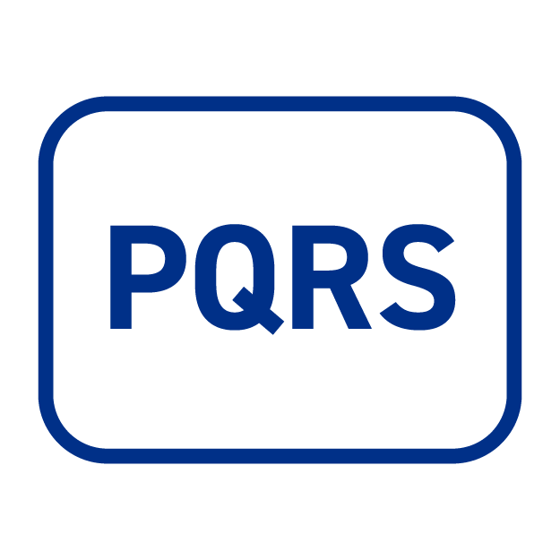 Icono de un con rectangulo con letras PQRS