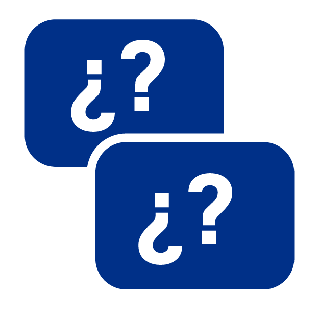 Icono de un rectangulo con simbolos de interrogación