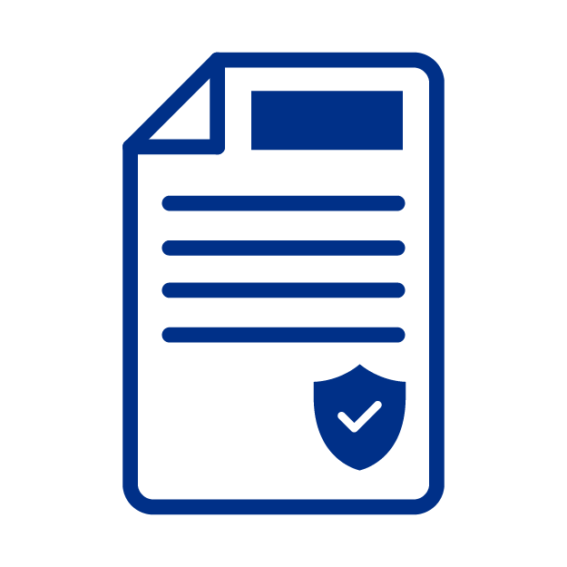 Icono de documento con escudo de un simbolo de check