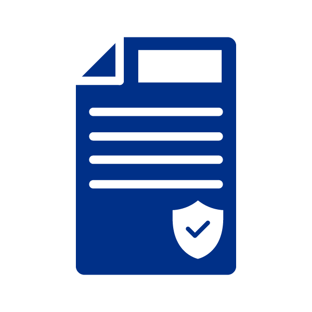 Icono de documento con escudo de un simbolo de check