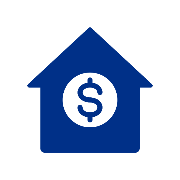 Icono de una casa con un simbolo de dolar