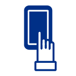 Icono de una mano señalando un smartphone