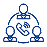 Icono de tres sujetos recibiendo una llamada