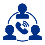 Icono de tres sujetos recibiendo una llamada