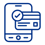 Icono de un smartphone con una tarjeta de crédito