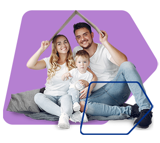 Icono de familia feliz en su techito propio