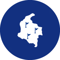 Icono mapa colombia con departamentos impactados